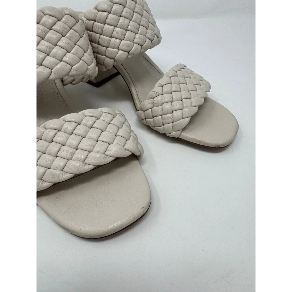 Steve Madden Daphnee Bone White Woven‎ Heeled Sandals